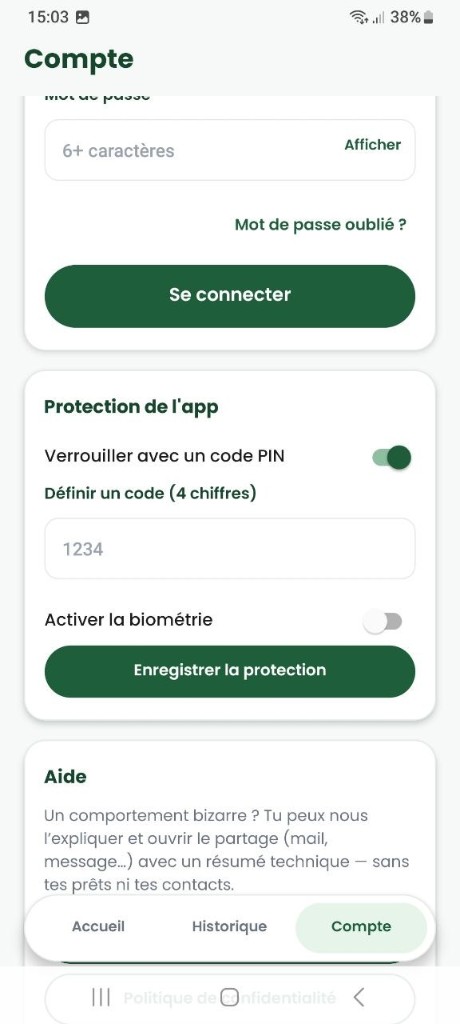 Aperçu RendsÇa : application sécurisée pour protéger ses prêts et ses données